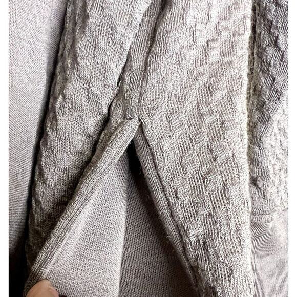 Caroline Rose Open Front Sweater Women's Size Medium Grey Pockets Long Midi Text - Picture 5 of 5